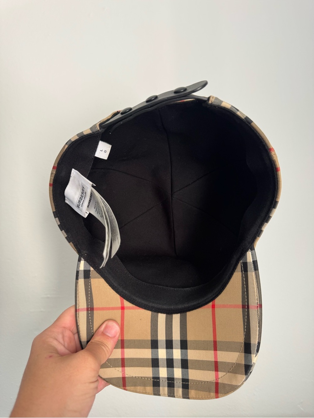 Burberry Tan Plaid Baseball Cap with Black & Red Accents - Picture 5 of 10